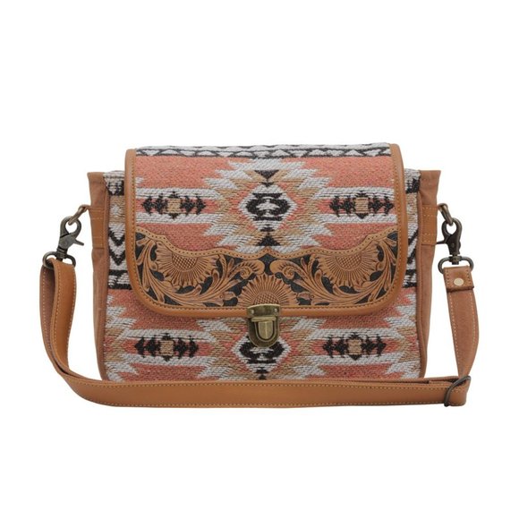 Myra Bag Handbags - Myra Bag Handmade Sansa Hand Tooled Bag Upcycled Canvas & Cowhide Leather
